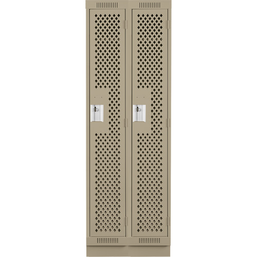 Anthony Steel Mfg. CLS2-121272-RB-PER_A123 Clean Line Lockers, Bank of 2, 24" x 12" x 76", Steel, Beige, Rivet (Assembled), Perforated