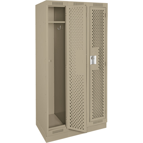 Anthony Steel Mfg. CLS3-121272-RB-PER_A123 Clean Line Lockers, Bank of 3, 36" x 12" x 76", Steel, Beige, Rivet (Assembled), Perforated