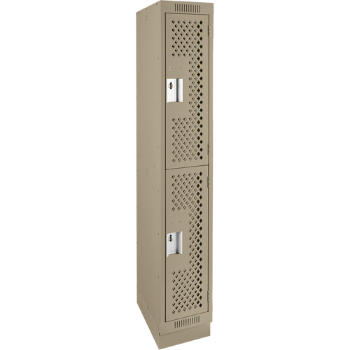 Anthony Steel Mfg. CLD1-121272-RB-PER_A123 Clean Line Lockers, 2 -tier, 12" x 12" x 76", Steel, Beige, Rivet (Assembled), Perforated
