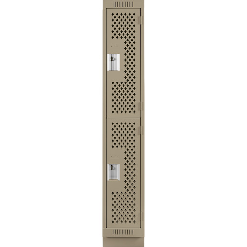 Anthony Steel Mfg. CLD1-121272-RB-PER_A123 Clean Line Lockers, 2 -tier, 12" x 12" x 76", Steel, Beige, Rivet (Assembled), Perforated