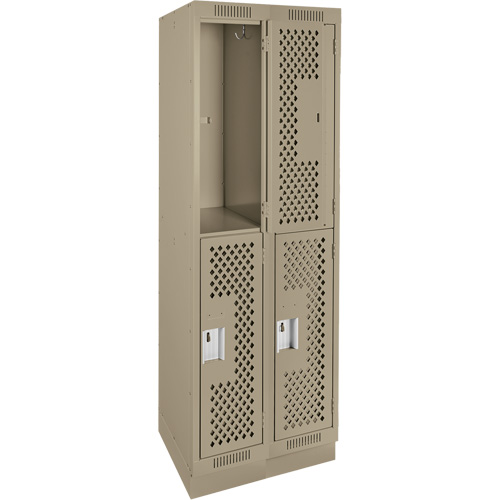 Anthony Steel Mfg. CLD2-121872-RB-PER_A123 Clean Line Lockers, 2 -tier, Bank of 2, 24" x 18" x 76", Steel, Beige, Rivet (Assembled), Perforated