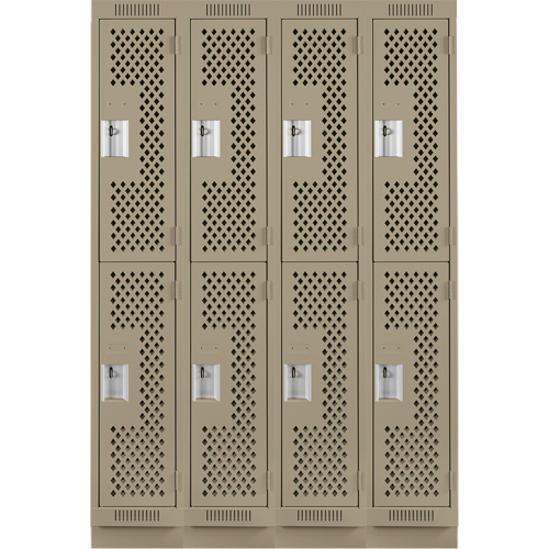 Anthony Steel Mfg. CLD4-121872-RB-PER_A123 Clean Line Lockers, 2 -tier, Bank of 4, 48" x 18" x 76", Steel, Beige, Rivet (Assembled), Perforated