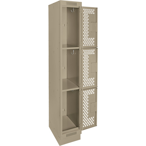 Anthony Steel Mfg. CLT1-121272-RB-PER_A123 Casiers Clean Line, 3 niveaux, 12" x 12" x 76", Acier, Beige, Rivet (assembl&eacute;), Perfor&eacute;