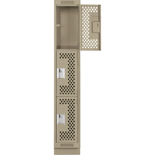 Anthony Steel Mfg. CLT1-121272-RB-PER_A123 Casiers Clean Line, 3 niveaux, 12" x 12" x 76", Acier, Beige, Rivet (assembl&eacute;), Perfor&eacute;