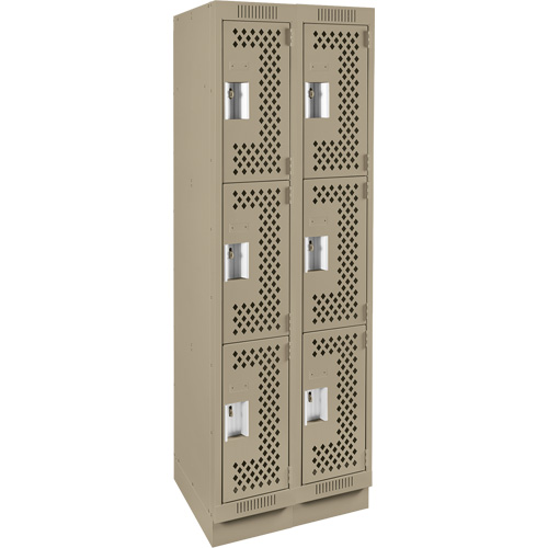 Anthony Steel Mfg. CLT2-121572-RB-PER_A123 Clean Line Lockers, 3 -tier, Bank of 2, 24" x 15" x 76", Steel, Beige, Rivet (Assembled), Perforated