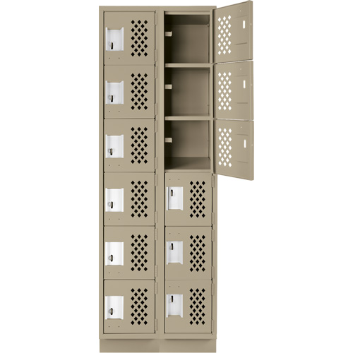 Anthony Steel Mfg. CLL2-121272-RB-PER_A123 Clean-Line Perforated Lockerette, 6 -tier, Bank of 2, 12" x 72" x 12", Steel