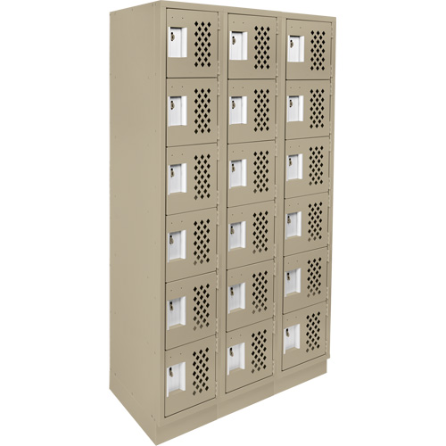 Anthony Steel Mfg. CLL3-121272-RB-PER_A123 Clean-Line Perforated Lockerette, 6 -tier, Bank of 3, 12" x 72" x 12", Steel