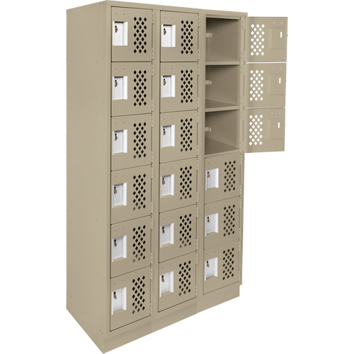 Anthony Steel Mfg. CLL3-121272-RB-PER_A123 Clean-Line Perforated Lockerette, 6 -tier, Bank of 3, 12" x 72" x 12", Steel