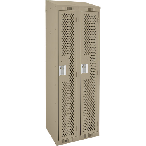 Anthony Steel Mfg. CLS2-121872-ST-PER_A123 Clean Line Lockers, Bank of 2, 24" x 18" x 78", Steel, Beige, Rivet (Assembled), Perforated
