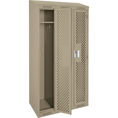 Anthony Steel Mfg. CLS3-121572-ST-PER_A123 Clean Line Lockers, Bank of 3, 36" x 15" x 78", Steel, Beige, Rivet (Assembled), Perforated