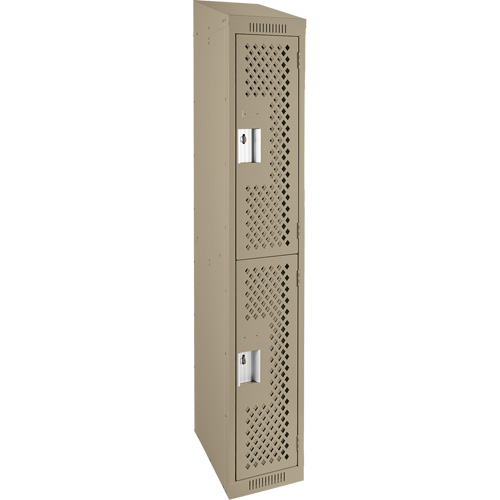 Anthony Steel Mfg. CLD1-121272-ST-PER_A123 Casiers Clean Line, 2 niveaux, 12" x 12" x 78", Acier, Beige, Rivet (assembl&eacute;), Perfor&eacute;