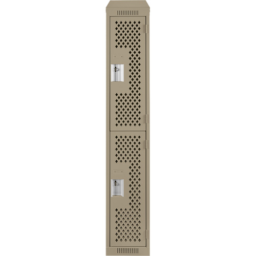 Anthony Steel Mfg. CLD1-121272-ST-PER_A123 Casiers Clean Line, 2 niveaux, 12" x 12" x 78", Acier, Beige, Rivet (assembl&eacute;), Perfor&eacute;