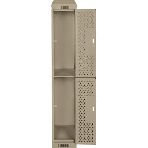 Anthony Steel Mfg. CLD1-121272-ST-PER_A123 Casiers Clean Line, 2 niveaux, 12" x 12" x 78", Acier, Beige, Rivet (assembl&eacute;), Perfor&eacute;