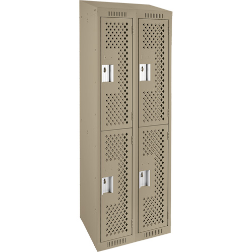 Anthony Steel Mfg. CLD2-121572-ST-PER_A123 Clean Line Lockers, 2 -tier, Bank of 2, 24" x 15" x 78", Steel, Beige, Rivet (Assembled), Perforated