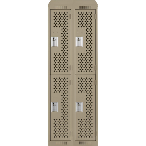 Anthony Steel Mfg. CLD2-121572-ST-PER_A123 Clean Line Lockers, 2 -tier, Bank of 2, 24" x 15" x 78", Steel, Beige, Rivet (Assembled), Perforated