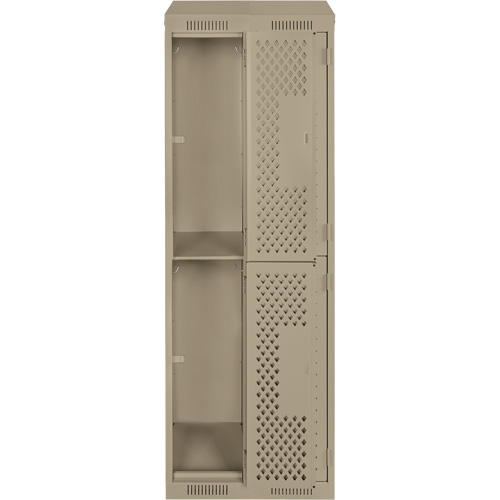 Anthony Steel Mfg. CLD2-121572-ST-PER_A123 Clean Line Lockers, 2 -tier, Bank of 2, 24" x 15" x 78", Steel, Beige, Rivet (Assembled), Perforated