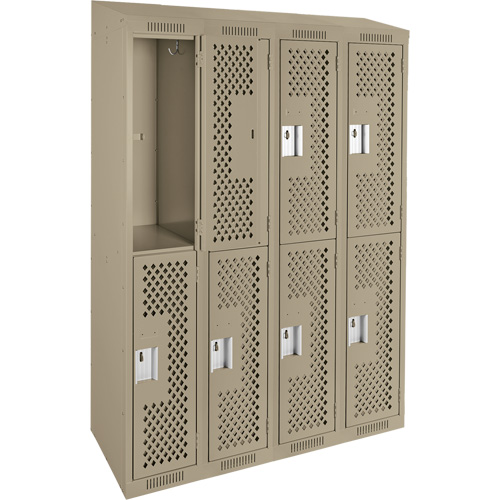 Anthony Steel Mfg. CLD4-121272-ST-PER_A123 Clean Line Lockers, 2 -tier, Bank of 4, 48" x 12" x 78", Steel, Beige, Rivet (Assembled), Perforated