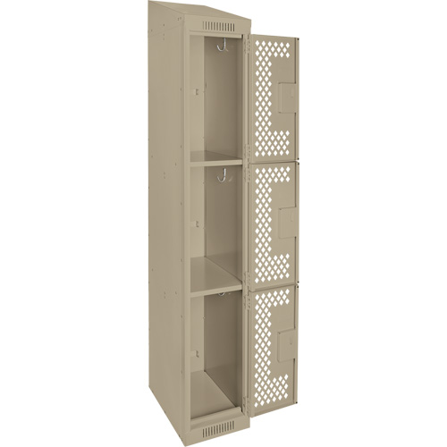 Anthony Steel Mfg. CLT1-121272-ST-PER_A123 Clean Line Lockers, 3 -tier, 12" x 12" x 78", Steel, Beige, Rivet (Assembled), Perforated