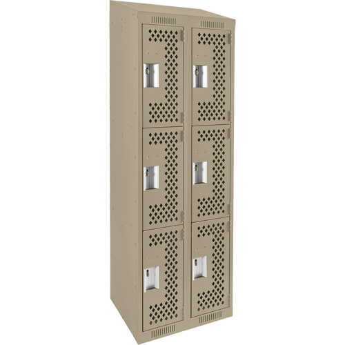 Anthony Steel Mfg. CLT2-121272-ST-PER_A123 Casiers Clean Line, 3 niveaux, Bloc de 2, 24" x 12" x 78", Acier, Beige, Rivet (assembl&eacute;), Perfor&eacute;