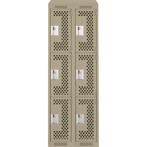 Anthony Steel Mfg. CLT2-121272-ST-PER_A123 Casiers Clean Line, 3 niveaux, Bloc de 2, 24" x 12" x 78", Acier, Beige, Rivet (assembl&eacute;), Perfor&eacute;