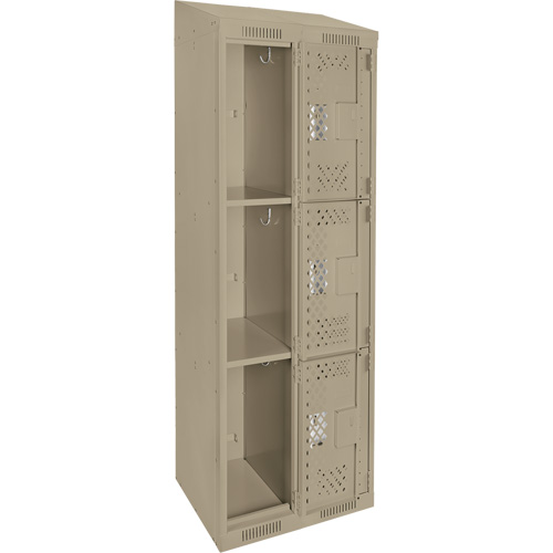 Anthony Steel Mfg. CLT2-121272-ST-PER_A123 Casiers Clean Line, 3 niveaux, Bloc de 2, 24" x 12" x 78", Acier, Beige, Rivet (assembl&eacute;), Perfor&eacute;