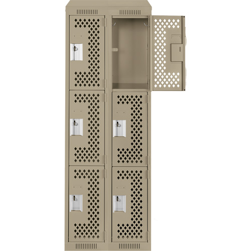 Anthony Steel Mfg. CLT2-121272-ST-PER_A123 Casiers Clean Line, 3 niveaux, Bloc de 2, 24" x 12" x 78", Acier, Beige, Rivet (assembl&eacute;), Perfor&eacute;