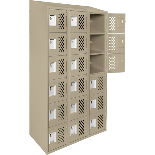 Anthony Steel Mfg. CLL3-121872-ST-PER_A123 Assembled Lockerettes Clean Line Perforated Economy Lockers, 6 -tier, Bank of 3, 18" x 72" x 12", Steel