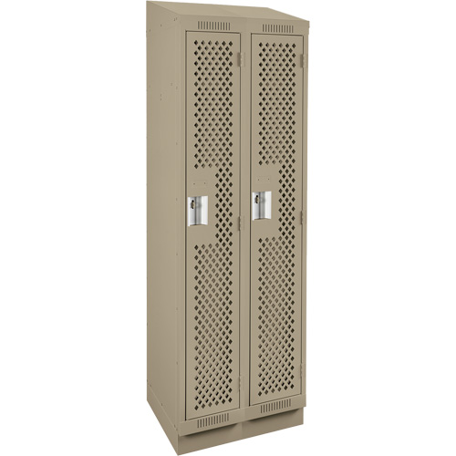 Anthony Steel Mfg. CLS2-121872RBST-PERA123 Clean Line Lockers, Bank of 2, 24" x 18" x 82", Steel, Beige, Rivet (Assembled), Perforated