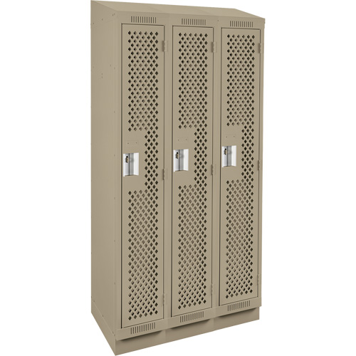 Anthony Steel Mfg. CLS3-121872RBST-PERA123 Casiers Clean Line, Bloc de 3, 36" x 18" x 82", Acier, Beige, Rivet (assembl&eacute;), Perfor&eacute;