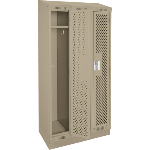 Anthony Steel Mfg. CLS3-121872RBST-PERA123 Casiers Clean Line, Bloc de 3, 36" x 18" x 82", Acier, Beige, Rivet (assembl&eacute;), Perfor&eacute;