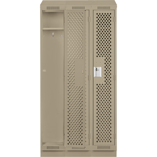 Anthony Steel Mfg. CLS3-121872RBST-PERA123 Casiers Clean Line, Bloc de 3, 36" x 18" x 82", Acier, Beige, Rivet (assembl&eacute;), Perfor&eacute;