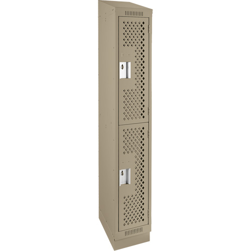 Anthony Steel Mfg. CLD1-121272RBST-PERA123 Clean Line Lockers, 2 -tier, 12" x 12" x 82", Steel, Beige, Rivet (Assembled), Perforated
