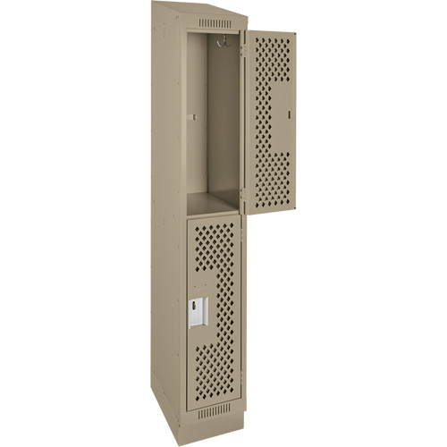 Anthony Steel Mfg. CLD1-121272RBST-PERA123 Clean Line Lockers, 2 -tier, 12" x 12" x 82", Steel, Beige, Rivet (Assembled), Perforated