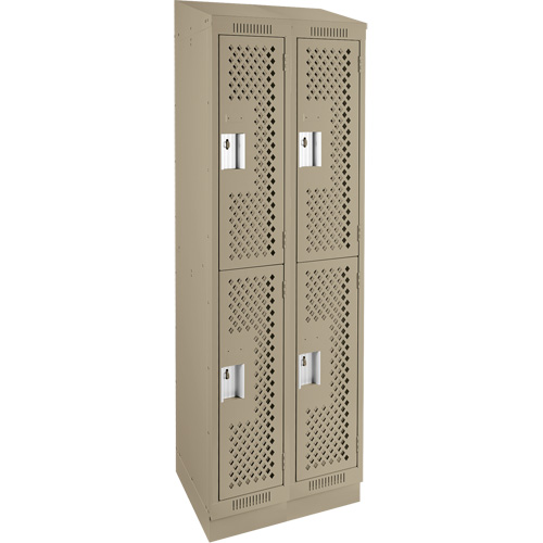 Anthony Steel Mfg. CLD2-121572RBST-PERA123 Clean Line Lockers, 2 -tier, Bank of 2, 24" x 15" x 82", Steel, Beige, Rivet (Assembled), Perforated