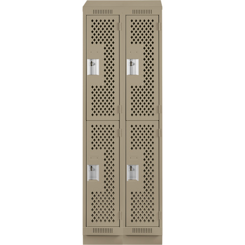 Anthony Steel Mfg. CLD2-121572RBST-PERA123 Clean Line Lockers, 2 -tier, Bank of 2, 24" x 15" x 82", Steel, Beige, Rivet (Assembled), Perforated
