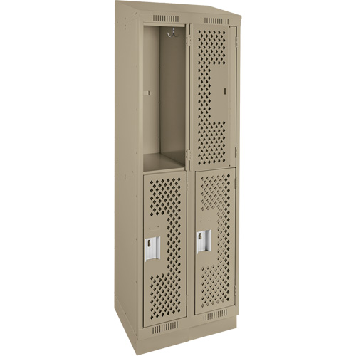 Anthony Steel Mfg. CLD2-121572RBST-PERA123 Clean Line Lockers, 2 -tier, Bank of 2, 24" x 15" x 82", Steel, Beige, Rivet (Assembled), Perforated