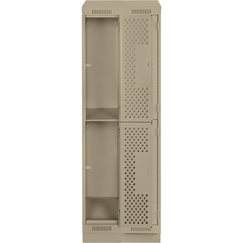 Anthony Steel Mfg. CLD2-121572RBST-PERA123 Clean Line Lockers, 2 -tier, Bank of 2, 24" x 15" x 82", Steel, Beige, Rivet (Assembled), Perforated