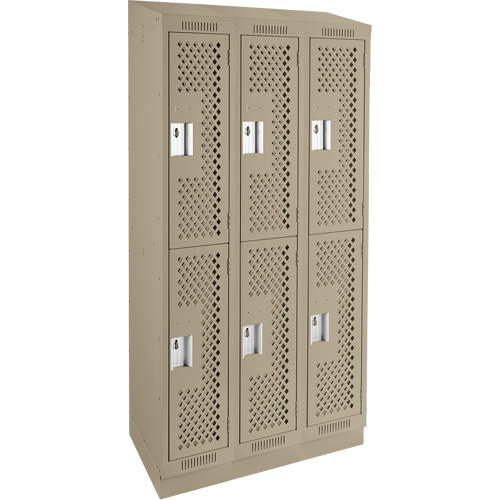 Anthony Steel Mfg. CLD3-121572RBST-PERA123 Clean Line Lockers, 2 -tier, Bank of 3, 36" x 15" x 82", Steel, Beige, Rivet (Assembled), Perforated