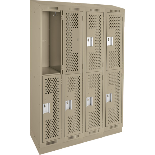 Anthony Steel Mfg. CLD4-121872RBST-PERA123 Clean Line Lockers, 2 -tier, Bank of 4, 48" x 18" x 82", Steel, Beige, Rivet (Assembled), Perforated