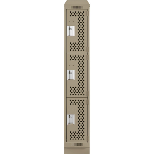 Anthony Steel Mfg. CLT1-121572RBST-PERA123 Clean Line Lockers, 3 -tier, 12" x 15" x 82", Steel, Beige, Rivet (Assembled), Perforated