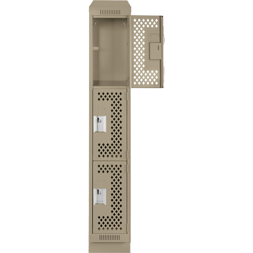 Anthony Steel Mfg. CLT1-121572RBST-PERA123 Clean Line Lockers, 3 -tier, 12" x 15" x 82", Steel, Beige, Rivet (Assembled), Perforated