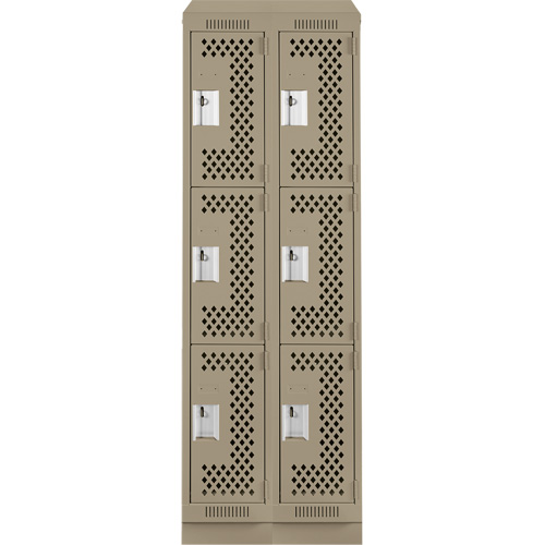 Anthony Steel Mfg. CLT2-121272RBST-PERA123 Clean Line Lockers, 3 -tier, Bank of 2, 24" x 12" x 82", Steel, Beige, Rivet (Assembled), Perforated