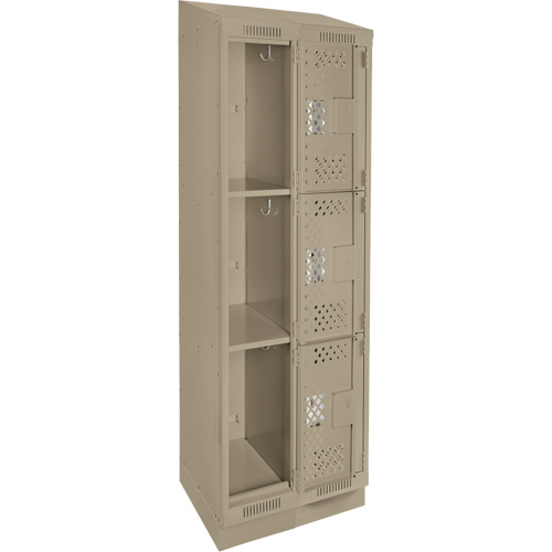 Anthony Steel Mfg. CLT2-121272RBST-PERA123 Clean Line Lockers, 3 -tier, Bank of 2, 24" x 12" x 82", Steel, Beige, Rivet (Assembled), Perforated