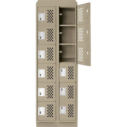 Anthony Steel Mfg. CLL2-121572RBST-PERA123 Clean-Line Perforated Lockerette, 6 -tier, Bank of 2, 15" x 72" x 12", Steel