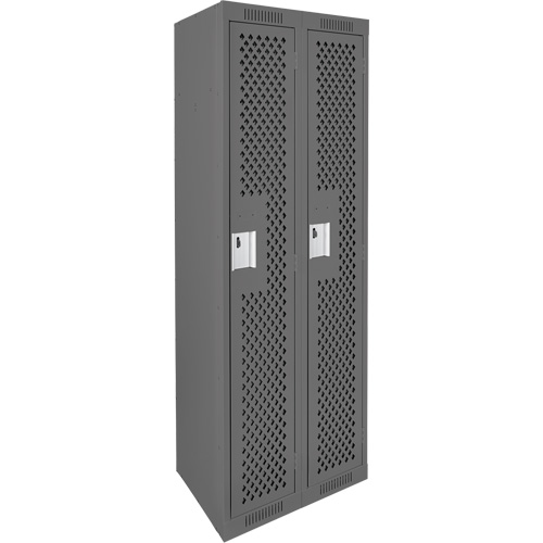 Anthony Steel Mfg. CL-S-2-121572-PERF_A127 Clean Line Lockers, Bank of 2, 24" x 15" x 72", Steel, Charcoal, Rivet (Assembled), Perforated