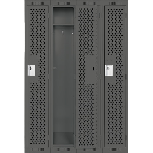 Anthony Steel Mfg. CL-S-4-121272-PERF_A127 Clean Line Lockers, Bank of 4, 48" x 12" x 72", Steel, Charcoal, Rivet (Assembled), Perforated