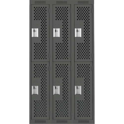 Anthony Steel Mfg. CL-D-3-121872-PERF_A127 Clean Line Lockers, 2 -tier, Bank of 3, 36" x 18" x 72", Steel, Charcoal, Rivet (Assembled), Perforated