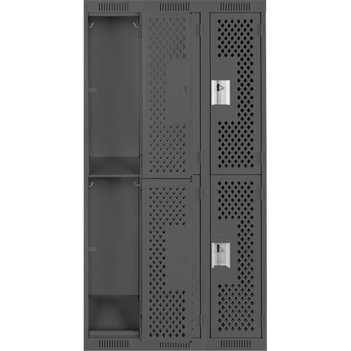 Anthony Steel Mfg. CL-D-3-121872-PERF_A127 Clean Line Lockers, 2 -tier, Bank of 3, 36" x 18" x 72", Steel, Charcoal, Rivet (Assembled), Perforated