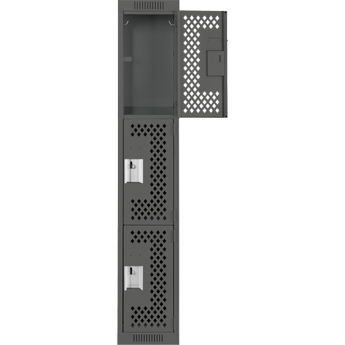 Anthony Steel Mfg. CL-T-1-121272-PERF_A127 Clean Line Lockers, 3 -tier, 12" x 12" x 72", Steel, Charcoal, Rivet (Assembled), Perforated