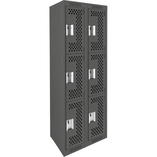 Anthony Steel Mfg. CL-T-2-121272-PERF_A127 Casiers Clean Line, 3 niveaux, Bloc de 2, 24" x 12" x 72", Acier, Charbon, Rivet (assembl&eacute;), Perfor&eacute;
